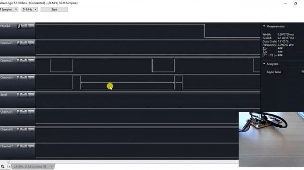 Analizando el clon del  Saleae logic  8 canales 24 MHZ