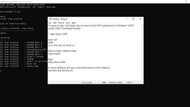 How to find Wifi Password on Windows10/8/7 using CMD Command Prompt смотреть онлайн