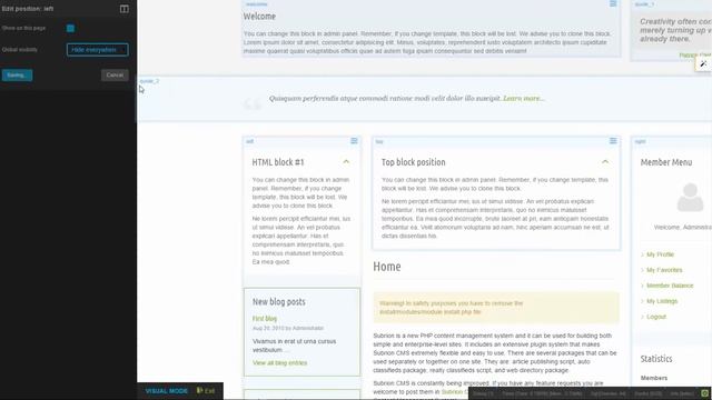 How to delete sidebar in Subrion CMS смотреть онлайн