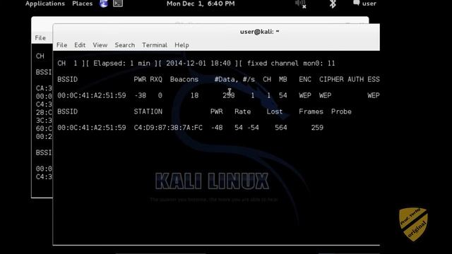 WEP cracking step by step using Kali Linux airmon and aircrack смотреть онлайн