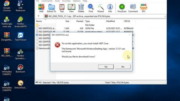 TO RUN THIS APPLICATION YOU MUST INSTALL NET CORE. WOULD YOU LIKE TO DOWNLOAD IT NOW?