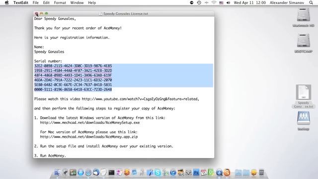 AceMoney Installation and Registration on Mac OS X смотреть онлайн