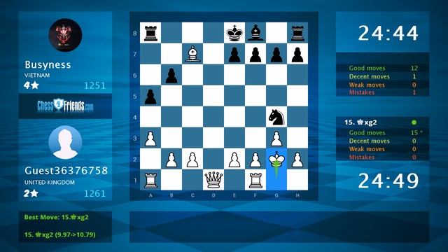 Chess Game Analysis: Guest36376758 - Busyness : 1-0 (By ChessFriends.com) смотреть онлайн