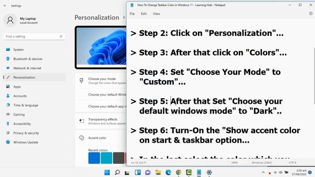 How to Change Windows 11 Taskbar Color | Customize Windows 11 Taskbar Theme | Quick Way смотреть онлайн
