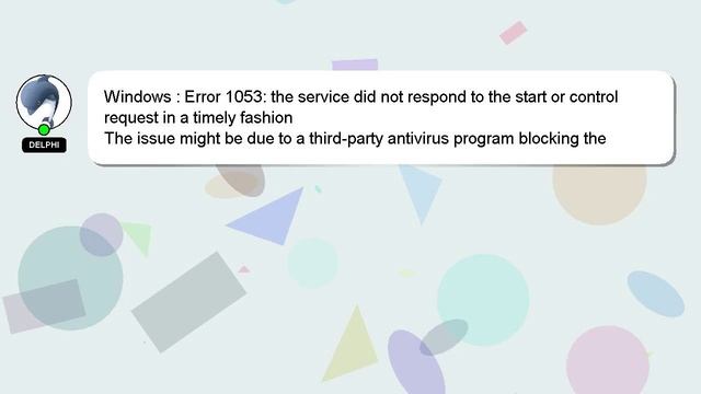 Windows : Error 1053: the service did not respond to the start or control request in a timely fashi смотреть онлайн