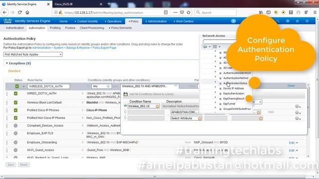Cisco ISE Wireless Dot1x Authentication #trainingtechlabs смотреть онлайн