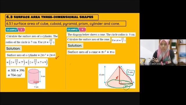 surface area of cylinder, cone & sphere Part 3 chap 6 Math Form 2 KSSM. luas permukaan silinder kon смотреть онлайн