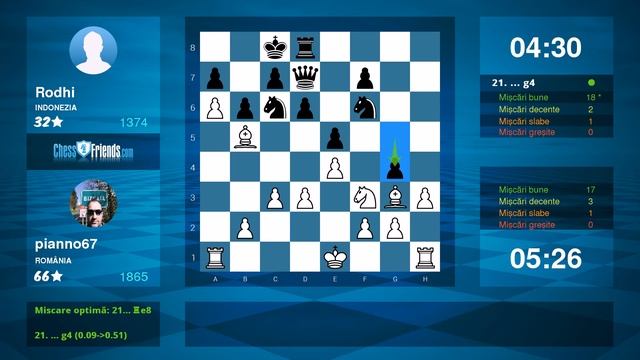 Chess Game Analysis: pianno67 - Rodhi : 1-0 (By ChessFriends.com) смотреть онлайн