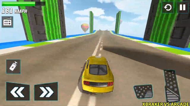 Muscle Car Stunts Yellow Cadillac v8 Driving Impossible Car Tracks Simulator Mega Ramp Android Game смотреть онлайн