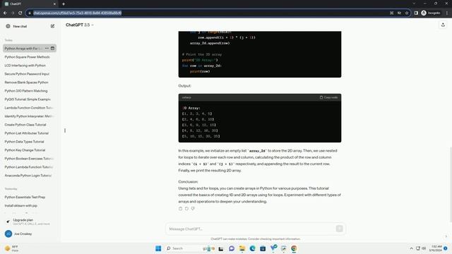 python create array for loop смотреть онлайн