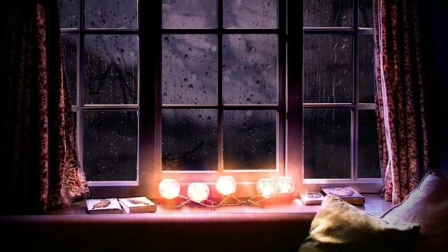 The sound of windy rain behind the window in cold weather. Calm down, relax смотреть онлайн