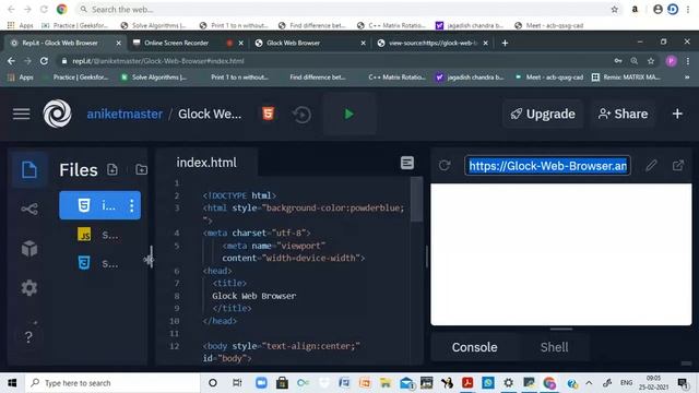 Glock Web Browser In Html,js
