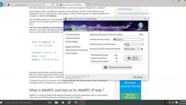 ChrisPC Anonymous Connection - Protect your online privacy with just a click