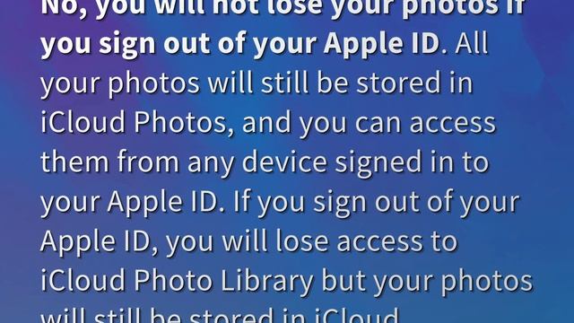 Will signing out of Apple ID delete my photos? смотреть онлайн