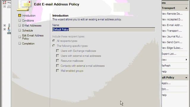 Installing Exchange Server 2007 Enterprise - Configuring E-mail Address Policies - PT 6 смотреть онлайн
