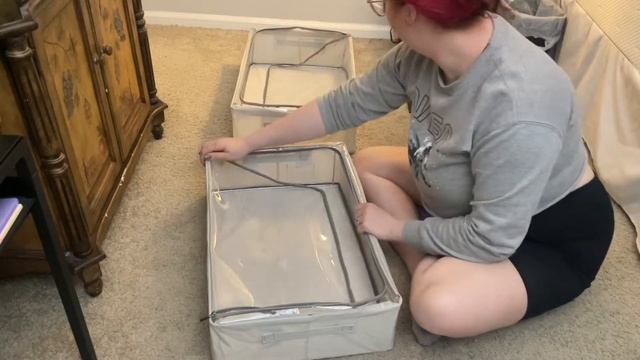 Review of Under Bed Storage Bins Frame Storage Box Oxford Fabric Sturdy Underbed Container Foldable смотреть онлайн