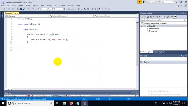 First Program in C#(Hello World Message Print) смотреть онлайн