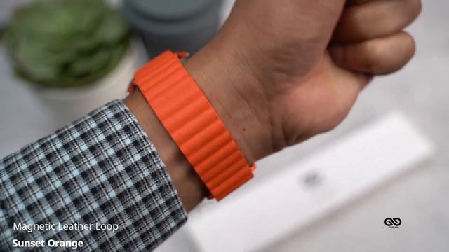 Sunset Orange Magnetic Leather Loop For iWatch 49MM For Series Ultra смотреть онлайн