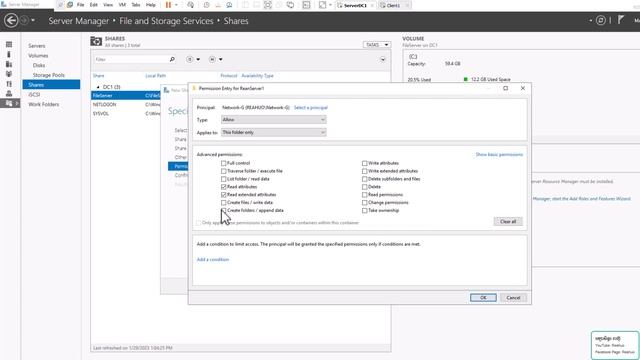 13. Set up Folder Share with NTFS Windows Server Data Center смотреть онлайн