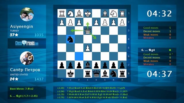 Chess Game Analysis: Asiyeengin - Сапёр Петров : 0-1 (By ChessFriends.com) смотреть онлайн