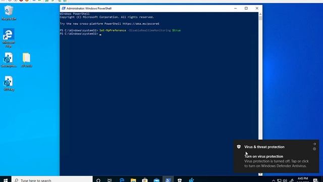 Turning Windows Defender Off/On Using PowerShell On Windows 10 Pro смотреть онлайн