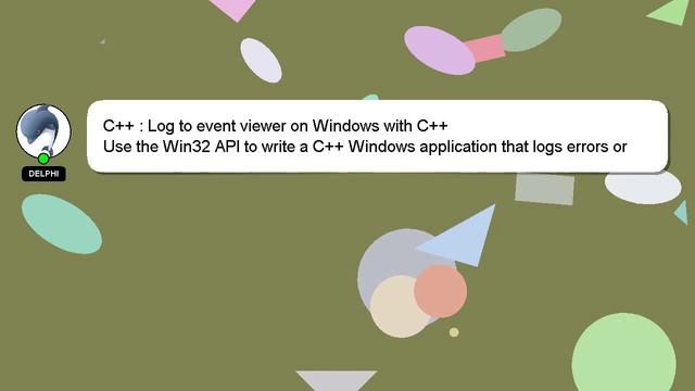 C++ : Log to event viewer on Windows with C++ смотреть онлайн