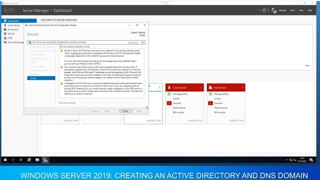 Windows Server 2019: Creating an Active Directory and DNS domain смотреть онлайн