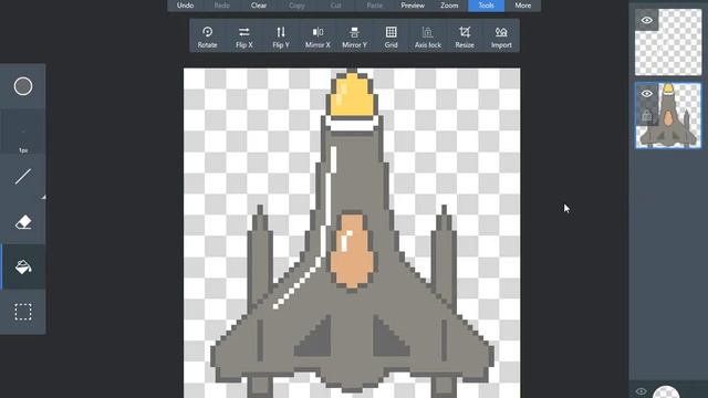 Drawing and shading space ship in Pixel Art Studio смотреть онлайн