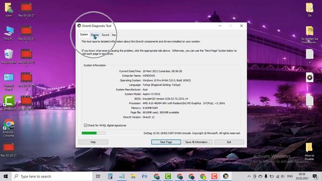 How to check graphics card on Windows 10 via DirectX Diagnostic смотреть онлайн