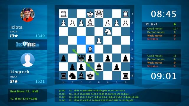 Chess Game Analysis: iclota - kingrock : 0-1 (By ChessFriends.com) смотреть онлайн