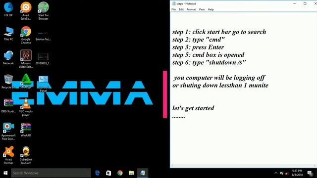 shutdown or logging off your computer using command prompt cmd {EMMA TECHNOLOGY} смотреть онлайн