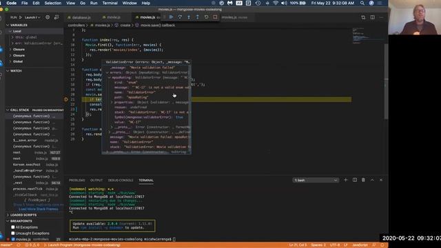 VS Code Debugger, Mongoose Validation, and Mongoose Default Values смотреть онлайн