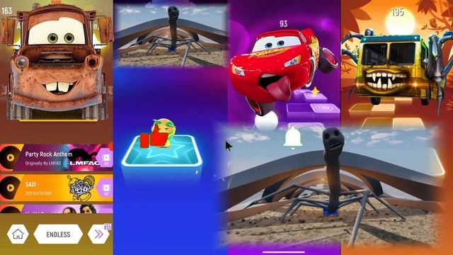 Mater eater vs Spider thomas vs Mcqueen vs Bus eater Tiles EDM Rush смотреть онлайн