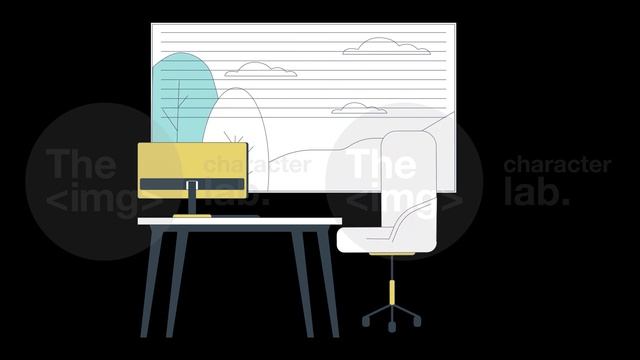 Workspace table with office chair wheels near window line cartoon animation смотреть онлайн