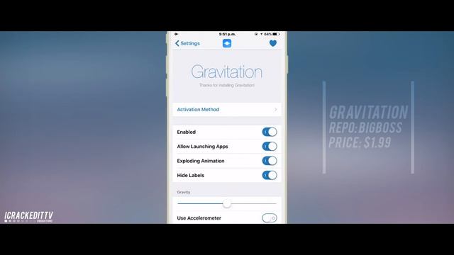 Gravitation | Add gravity to your home screen | iOS 9 - 9.0.2 Jailbreak Cydia Tweak смотреть онлайн