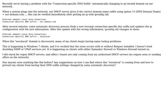 Connection-specific DNS Suffix automatically changing смотреть онлайн