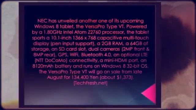 NEC VersaPro Type VT Windows 8 Tablet смотреть онлайн