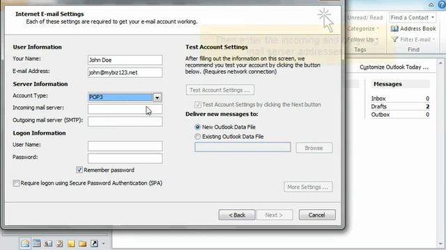 Configuring an email POP account in Outlook 2010 смотреть онлайн