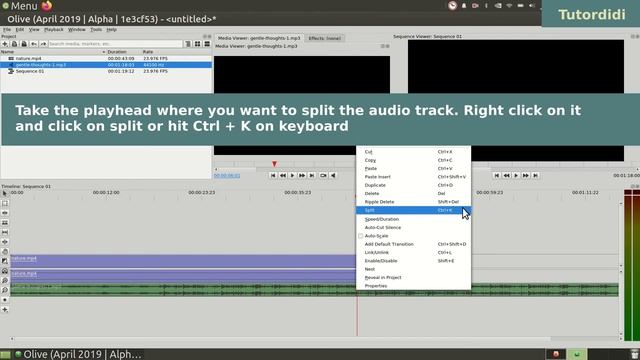 Split Or Trim Audio - Olive Video Editor Tutorial #15 смотреть онлайн