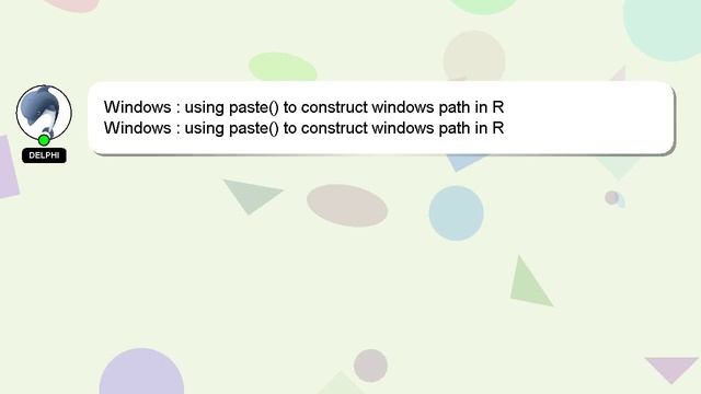 Windows : using paste() to construct windows path in R смотреть онлайн