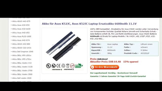 Akku für Asus K52JC смотреть онлайн