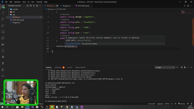 C# MySQL, console app with codingbyamp day 1 смотреть онлайн