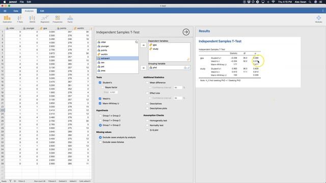 Jamovi 1.2/1.6 Tutorial: Independent-Samples T-test (Episode 8)