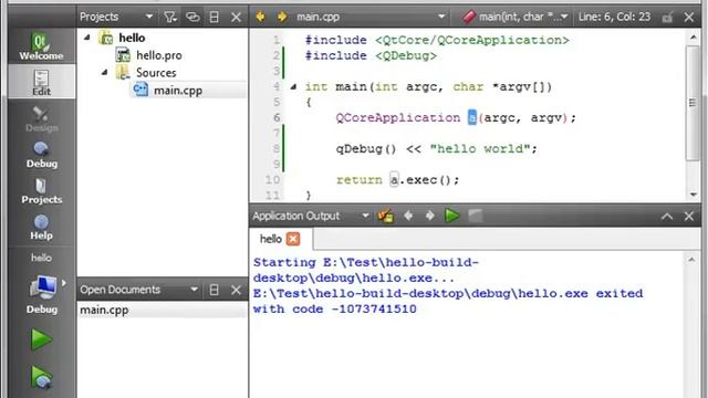C Qt 02 hello world смотреть онлайн