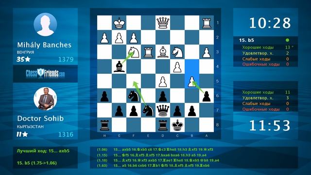Chess Game Analysis: Mihály Banches - Doctor Sohib : 0-1 (By ChessFriends.com) смотреть онлайн