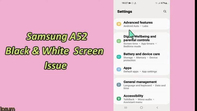 Samsung A52 Fix BLACK & WHITE SCREEN Problem | GRAYSCALE Issue смотреть онлайн