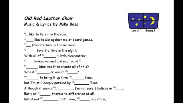 Free English Lessons with Music - The Moon Through My Window - L1, L8: "Old Red Leather Chair" смотреть онлайн