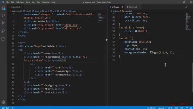 dropdown menu in html and css | dropdown menu on hover | hover dropdown menu css am webtech смотреть онлайн