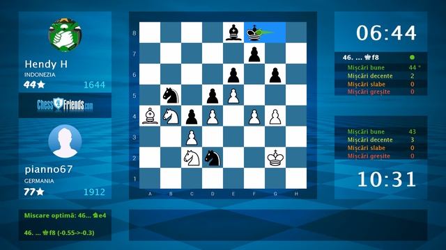 Chess Game Analysis: pianno67 - Hendy H : 1-0 (By ChessFriends.com) смотреть онлайн