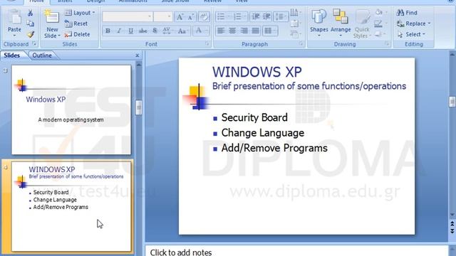 Navigate to the fourth slide titled WINDOWS XP - Brief presentation of some... смотреть онлайн